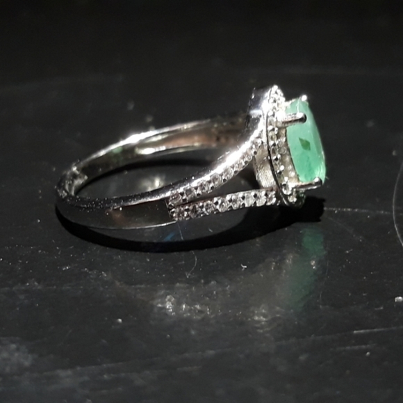 Genuine Emerald Split Shaft Ring U5 - Picture 5 of 6